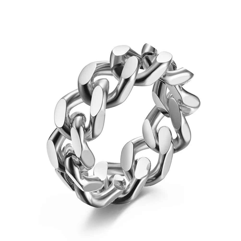 

Simple Wind Titanium Steel Chain Ring Men and Women Hip Hop Wear Personalized Ring Trend Rap Rock Party Jewelry Anniversary Gift