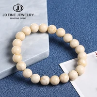 jd natural white stone strand bracelets rice white round loose bead bracelet gift for men women