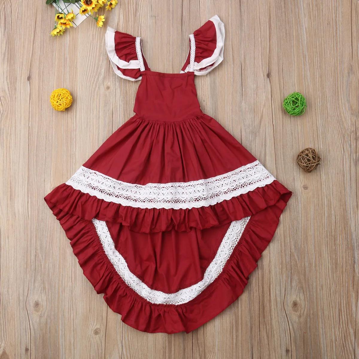 pudcoco Toddler Kids Girl Ruffle Lace Dress Sleevelss Evening Party Pageant baby girl dress vestidos hot sale | Детская одежда и