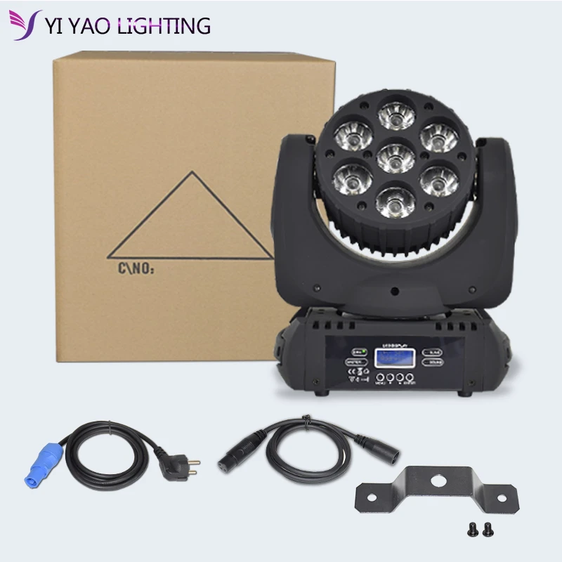 Светодиодный светильник с движущейся головкой 7x12 Вт RGBW 4в1 супер яркий