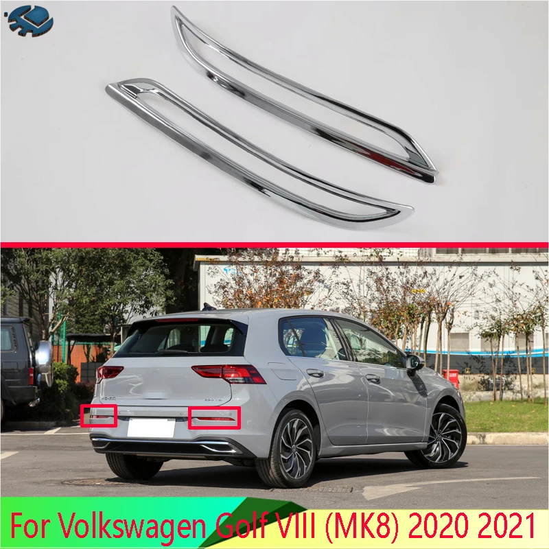 

For Volkswagen Golf VIII (MK8) 2020 2021 ABS Chrome Rear Reflector Fog Light Lamp Cover Trim Bezel Frame Styling Garnish