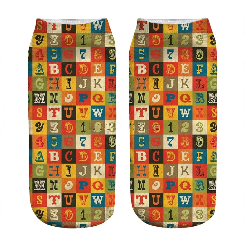 

2021 Women's socks kawaii Vintage Alphabet Printed Socks Woman harajuku Happy Funny Novelty cute girl gift Socks for women