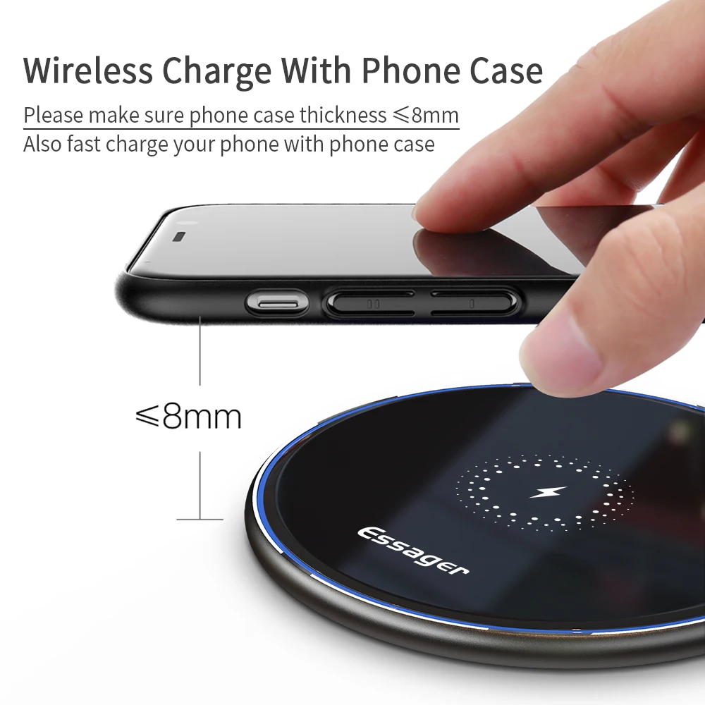 essager 15w qi wireless charger for iphone 12 11 pro xs max mini x xr 8 induction fast wireless charging pad for samsung xiaomi free global shipping