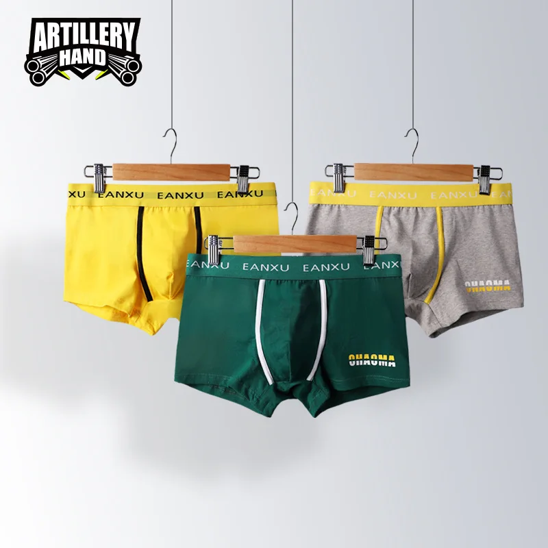 

2021 New Cotton Men's Boxer Briefs Comfortable and Breathable Mid-waist Trend Letter Belt Monochrome Printing Panties Boxer Sexy