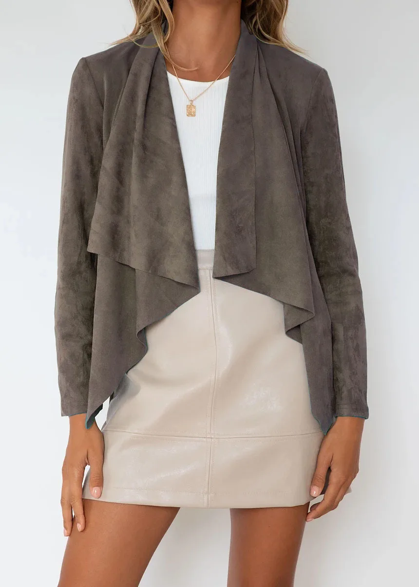 

2021 Autumn Plus Size 3XL Suede Women's Coat Loose Long Sleeve Solid Black Female Coats New Fashion Casual Ladies Jacket