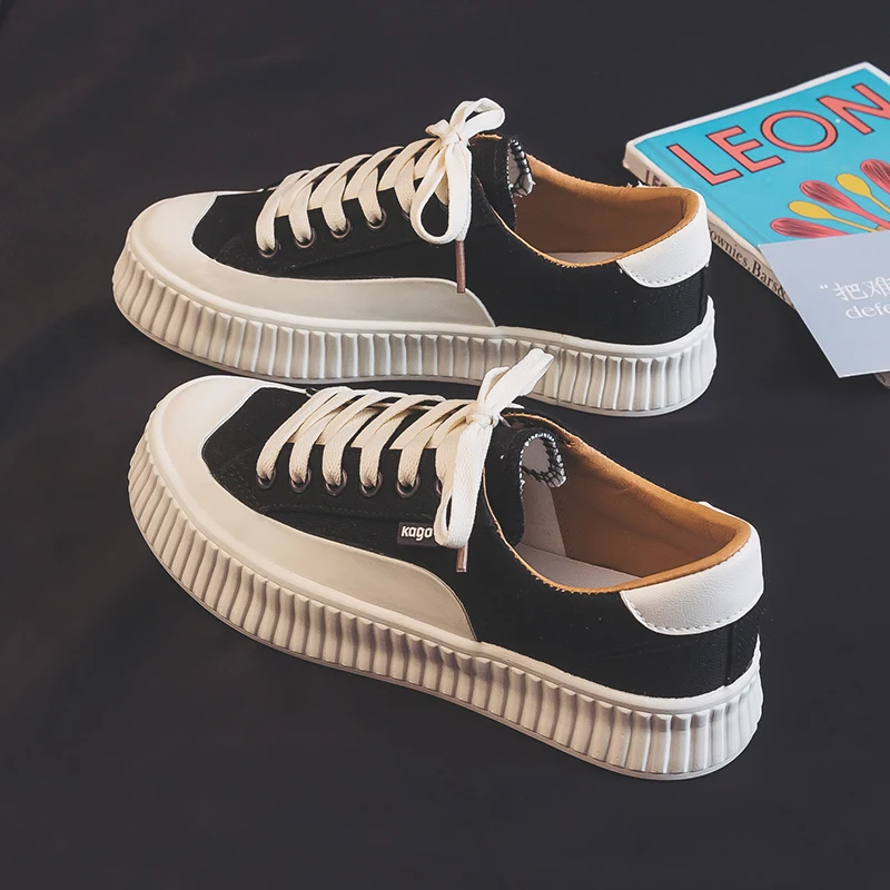 

Кеды женские на платформе, Спортивная повседневная обувь, холщовые кроссовки, черные, весна-лето 2021