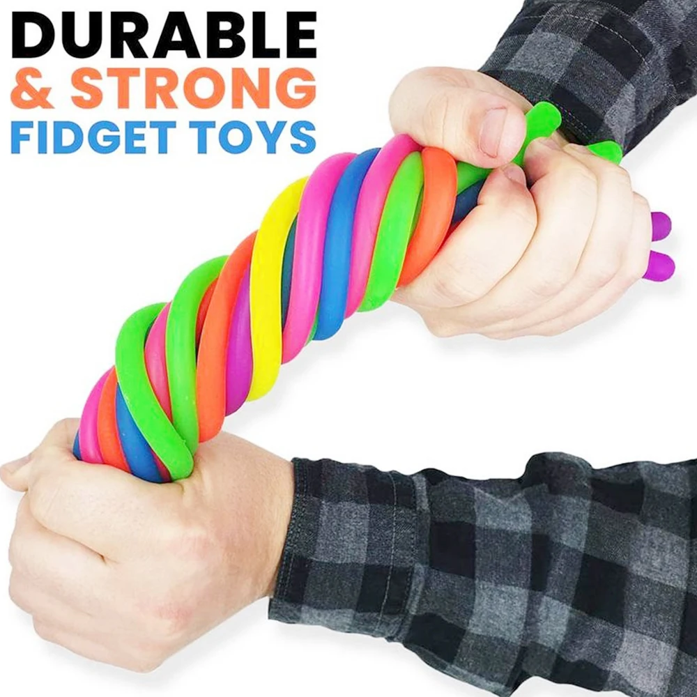 Мягкая резиновая эластичная ВЕРЕВОЧНАЯ ИГРУШКА разноцветная растягивающаяся
