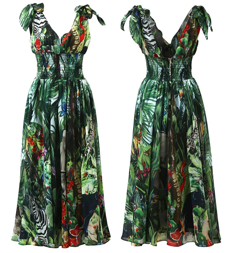 Женское шифоновое платье макси подиумное Зеленое Длинное Платье на бретелях с