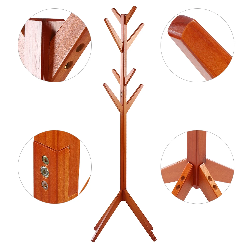 

Pine Coat Clothing Hat Keys Rack Clothes Scarf Hanging Stand Disassembled Hanger Eight Hooks For Home Use Decorative Storage