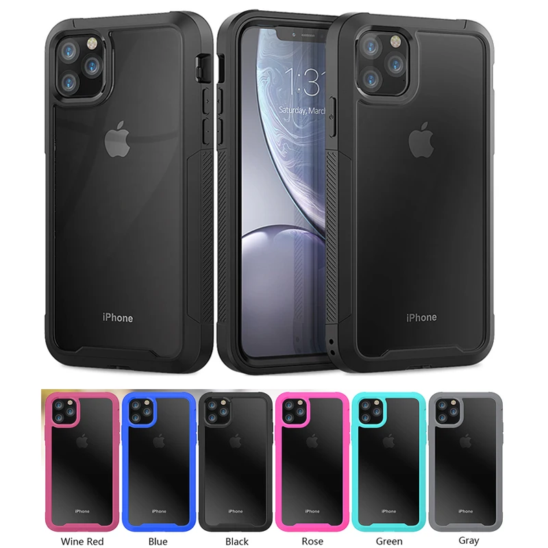 

Бронированный бампер, противоударный силиконовый чехол для телефона iPhone 12mini 12 12Pro 12Promax, прозрачная Противоударная подушка безопасности, за...