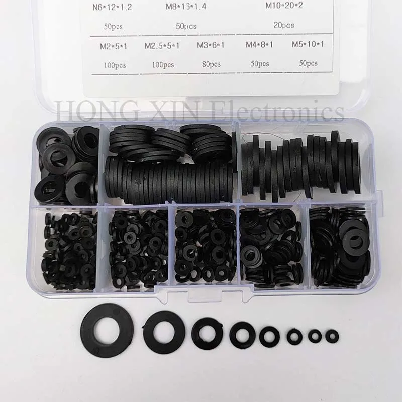 

500Pcs M2 M2.5 M3 M4 M5 M6 M8 M10 Black or White Plastic Nylon Washer Flat Spacer Washer Seals Gasket Ring