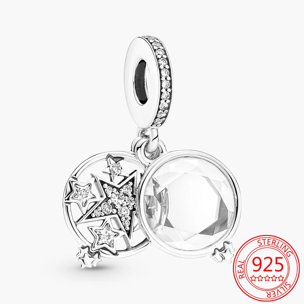 

S925 Rhombus Clear crystal Pavé Big Star Charm Fits Original Pandora 3mm Bracelet
