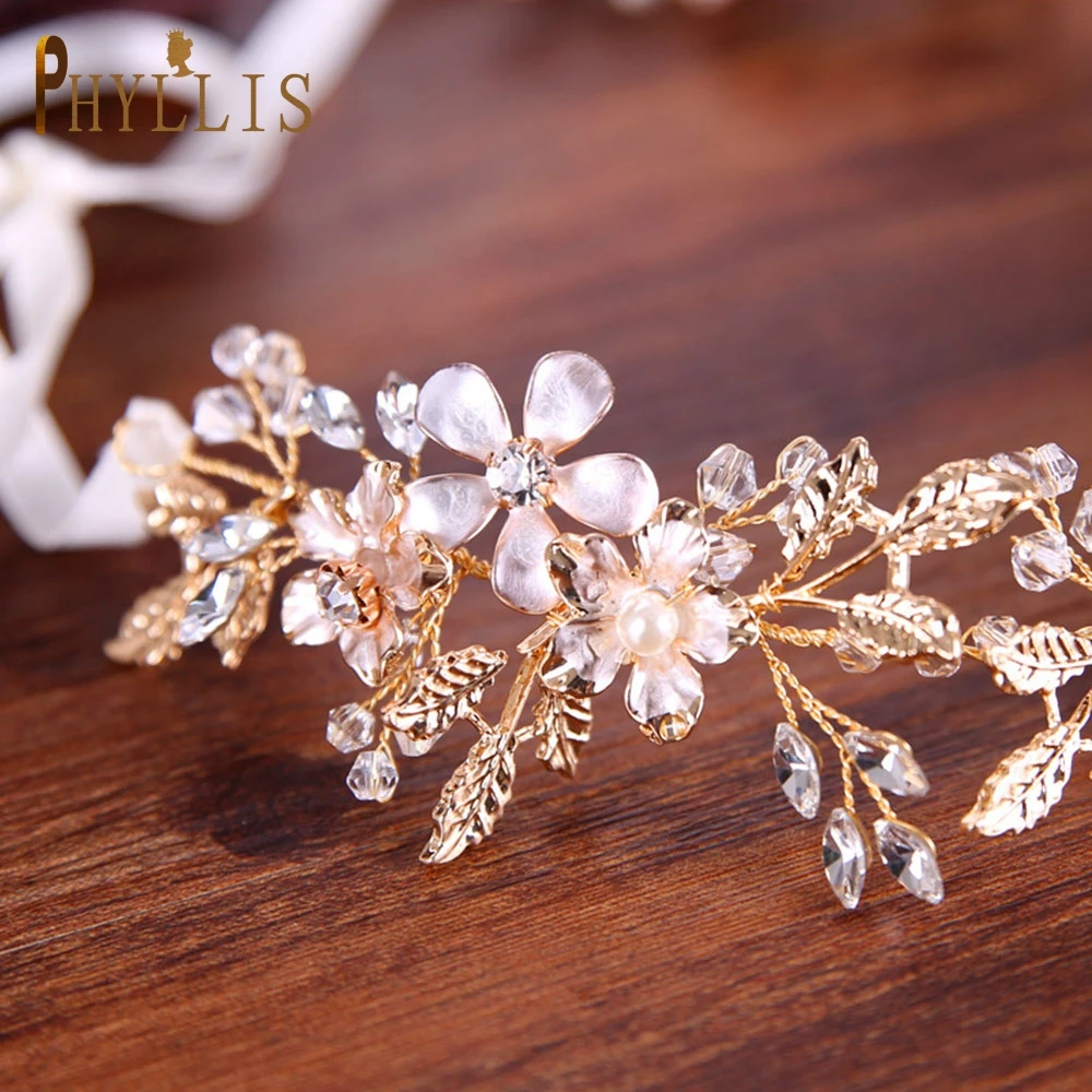 

PHYLLIS A103 Wedding Flower Headband Women Accessories 2021 Handmade Luxury Prom Wedding Hair Accessories Hair Jewelry Headwear