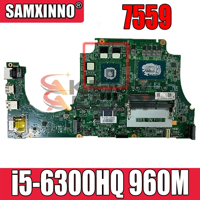 

Материнская плата для ноутбука dell Inspiron 15 100%, CN-0NXYWD рабочий 0NXYWD 7559, материнская плата DAAM9AMB8D0 с процессором i5-6300HQ + графический процессор 960M