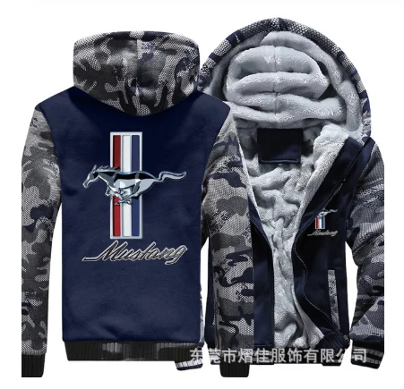 

2020 new for Ford Mustang Hoodies Jacket Winter Unisex Casual Wool Liner Fleece Man Coat Mustang 50 Years Sweatshirts Pullover
