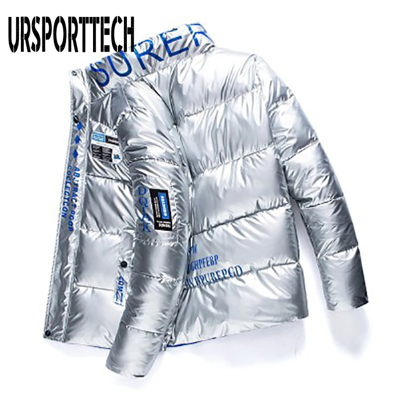 New Bright Leather Winter Jacket Men Casual Parka Outwear Waterproof Thicken Warm Jackets Male Stand Collar Windproof Coat