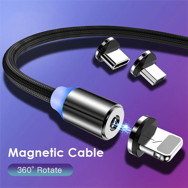 Магнитный кабель Micro USB для iPhone 11X8 Plus iPad быстрое зарядное устройство type-c Samsung Xiaomi