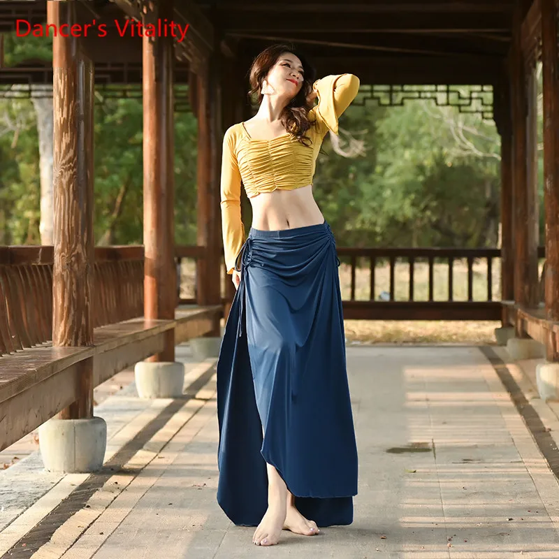 Женский комплект для танца живота топ + юбка 2 шт. танцевальный костюм начинающих