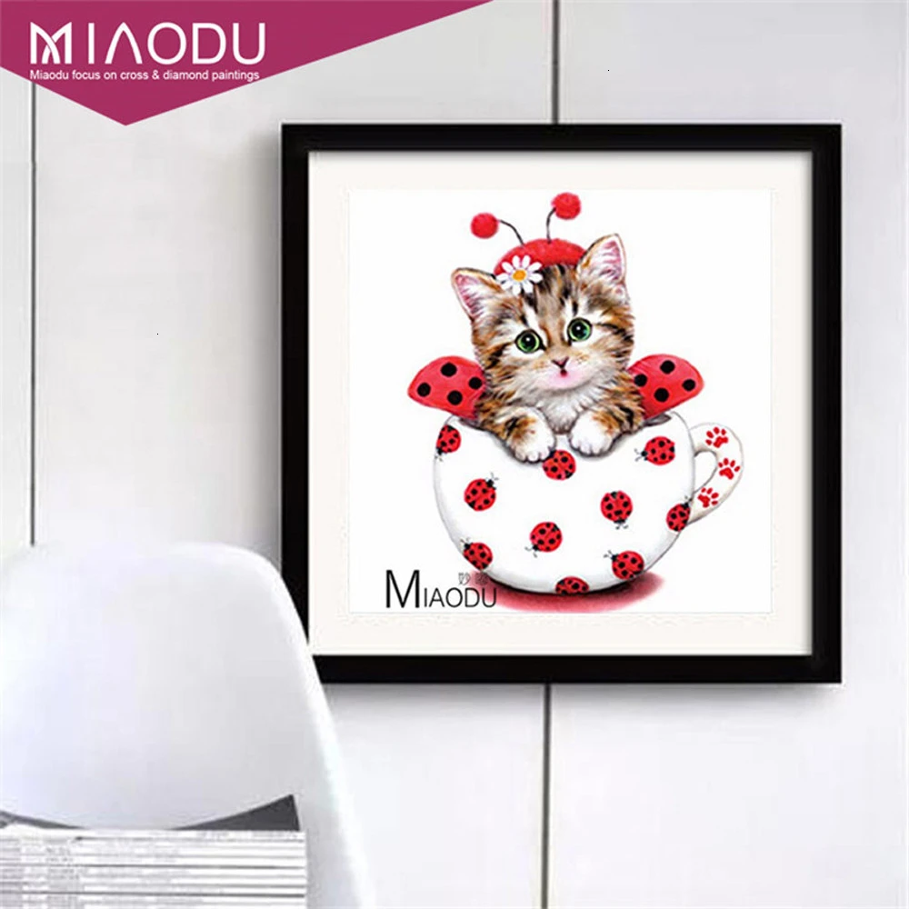 Алмазная вышивка Miaodu, хобби, животное, кошка, 5D, сделай сам, алмазная живопись, вышивка крестиком, игрушки, Алмазная мозаика, декор для спальни