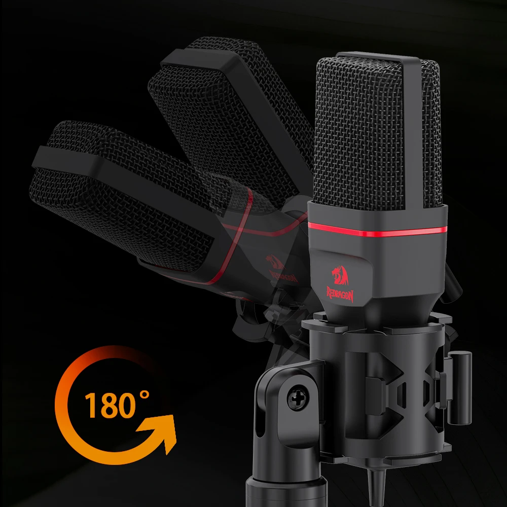 Redragon Seyfert Omni Condenser Microphone With Tripod Audio 3.5mm Computer Studio For PC Phone Karaoke Recording phone GM100 |