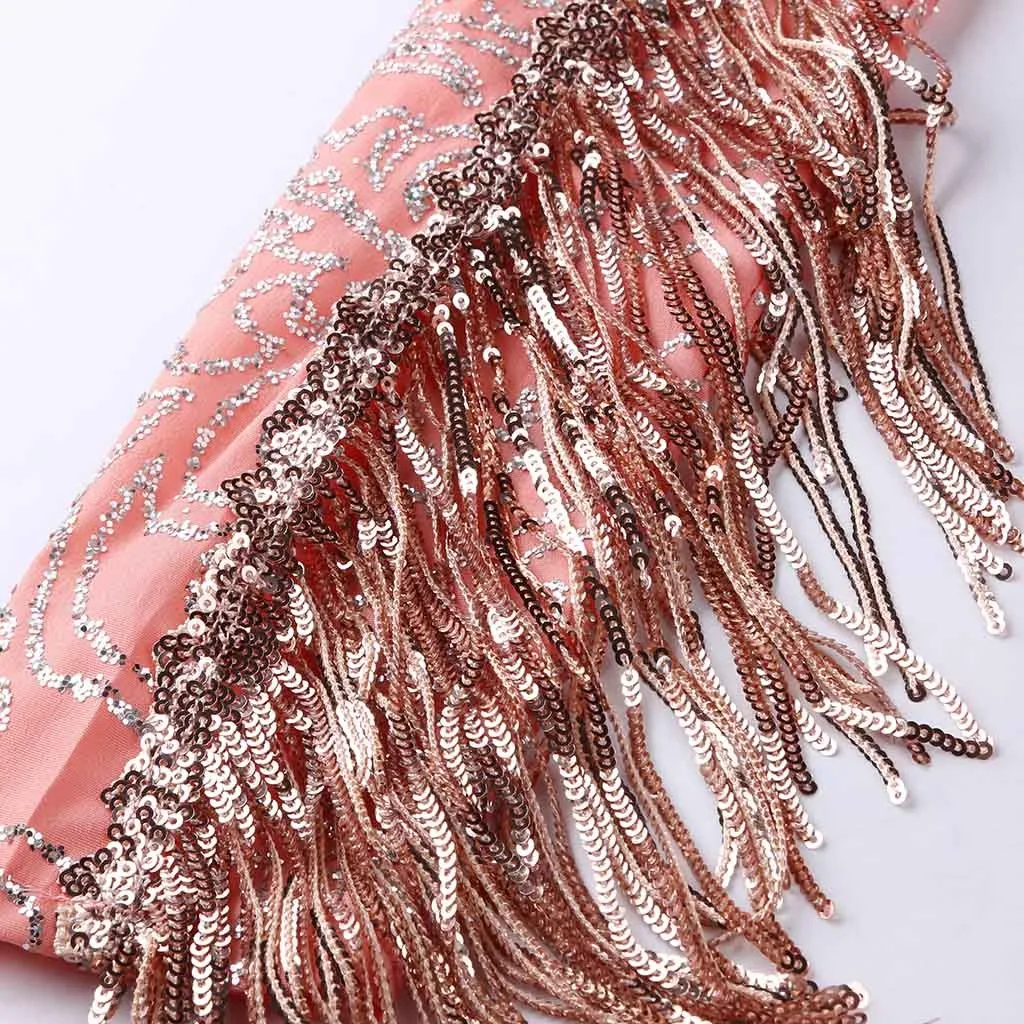 Сексуальное розовое вечернее Клубное платье с блестками женское длинное