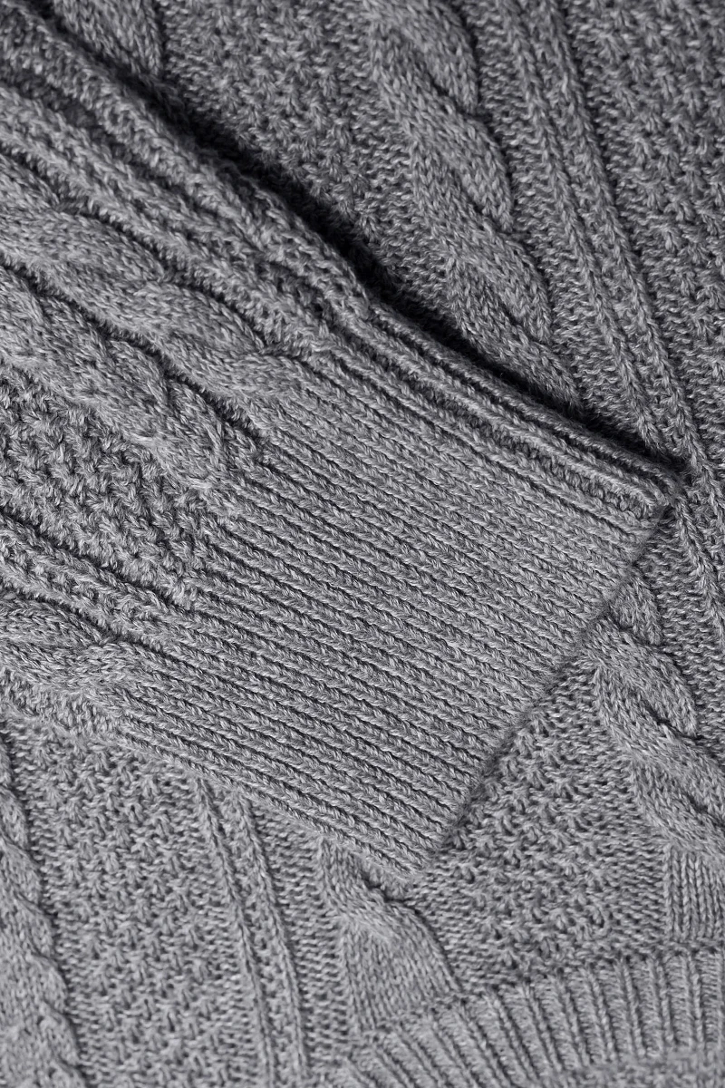 Мужской рыбацкий ирландский свитер в рубчик с круглым вырезом идеальная