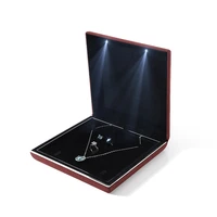 suede led light jewelry set gift boxes luxury ring earring necklace pendant jewellery storage display case