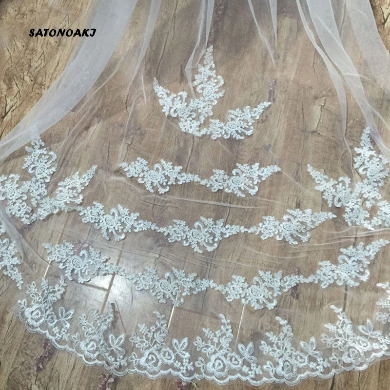 Оптовая продажа 2021 однослойная кружевная вуаль 3 м белая Слоновая свадебная