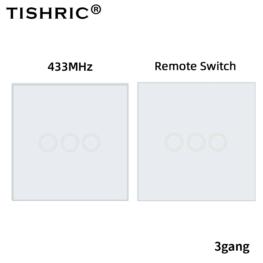 86 Тип TISHRIC T433 RF 433mhz панель настенный пульт дистанционного управления с сенсорным управлением светодиодный светильник работает с Sonoff T1/T2/T3/TX/RF/4CH PRO R2 умный дом - Комплект: 3C Remote and switch