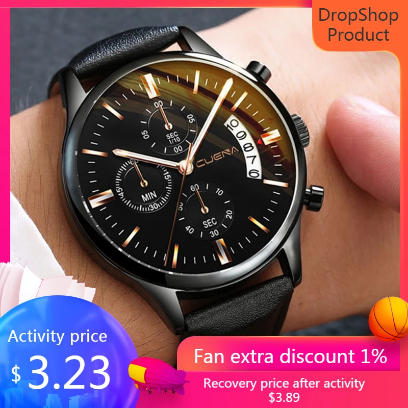 Модные мужские часы спортивные Кварцевые Серебристые наручные с датой и кожаным