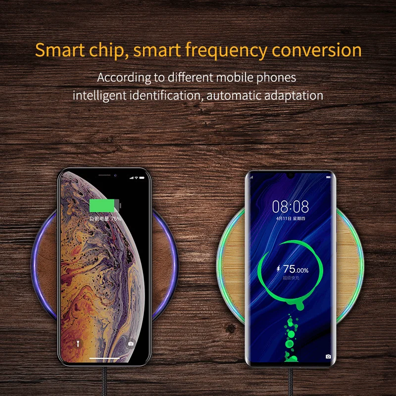 2021 new round wooden wireless charger 15w fast charge walnut maple wood craft gift mobile phone wireless fast charger free global shipping