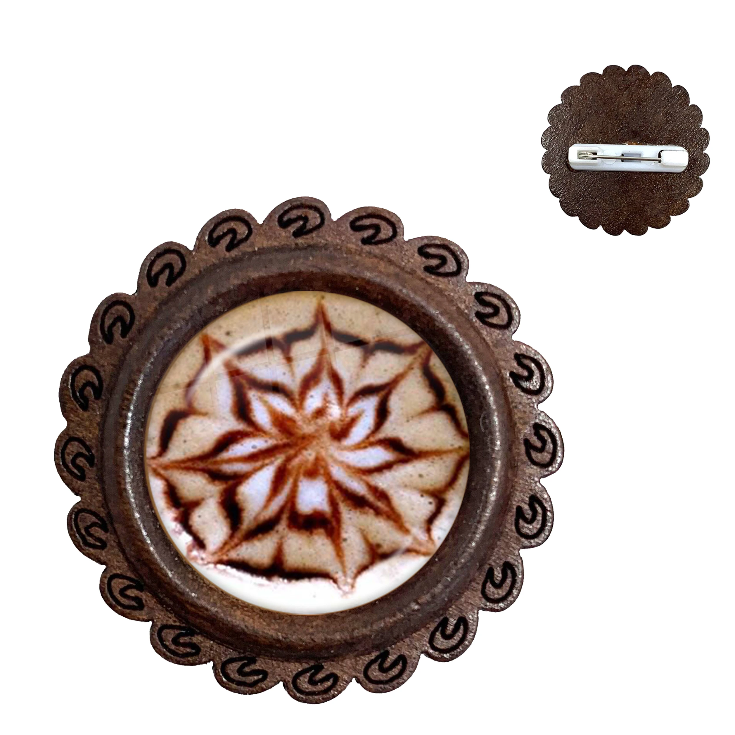 Кофейная латте резьба Любовь Сердце Искусство 20 мм стекло кабошон деревянные