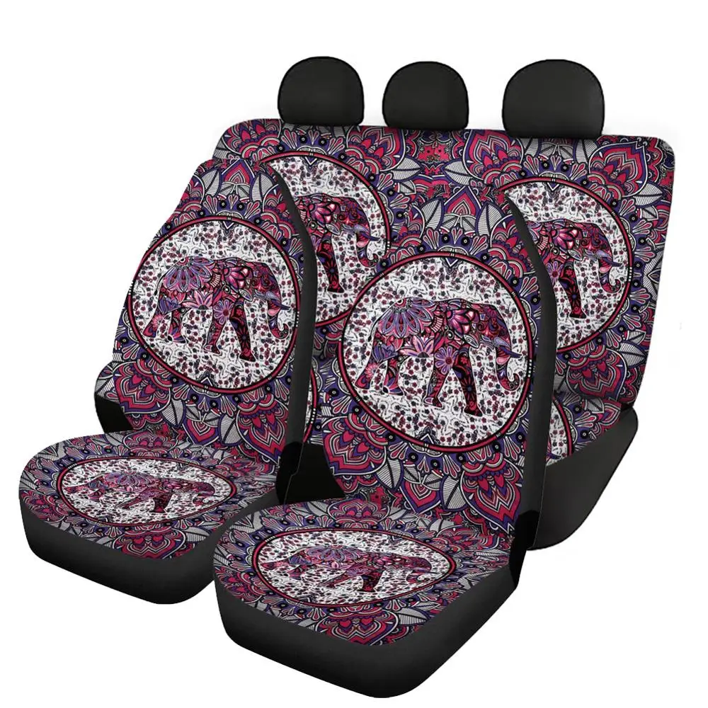 

INSTANTARTS African Elephant Design Vehicle Seat Protector for Car Seat Slip-Resistant Women's Front/Back Car Seat Covers Set
