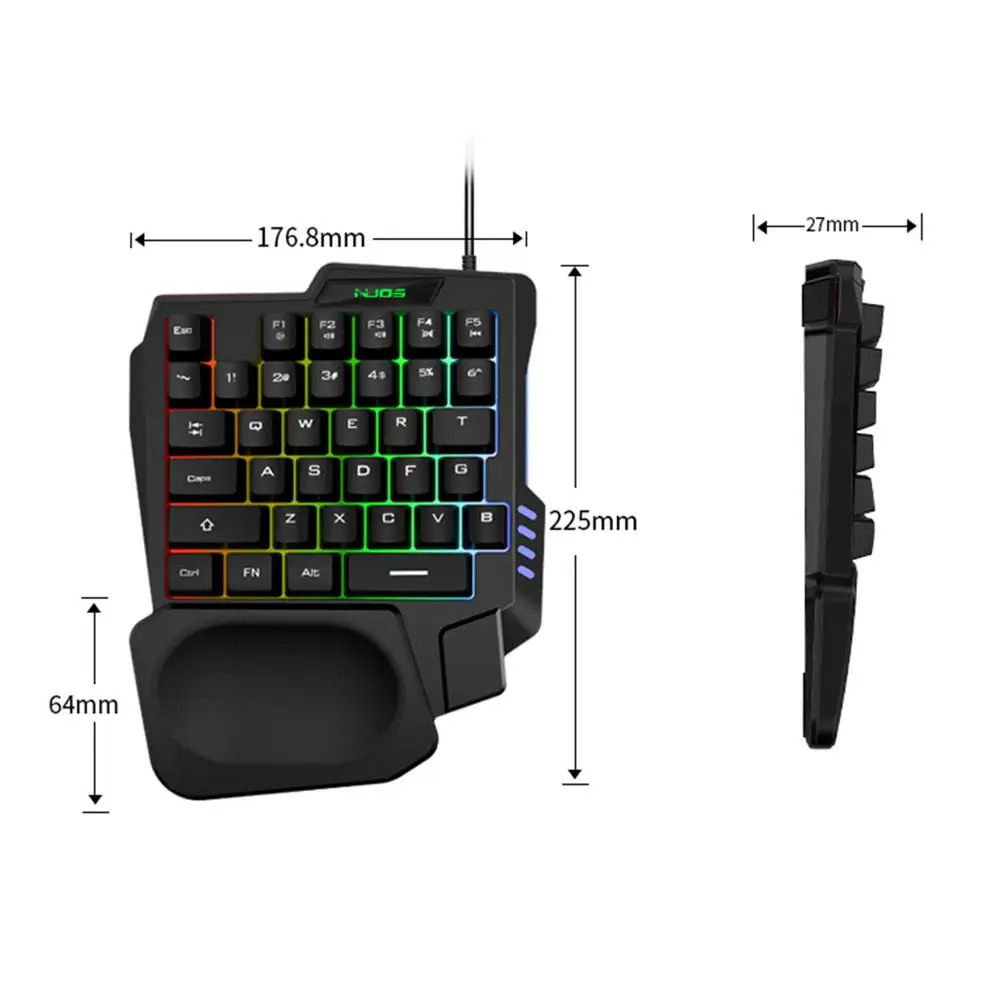 Half Keyboard Left Hand Keyboard Wired Gaming Keyboard With RGB Backlit And 35 Keys For Gamer Mini Gaming Keypad Portable Keyb images - 6