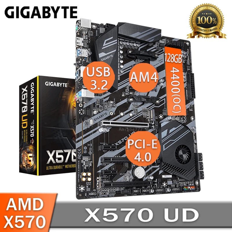Bestellen AM4 Gigabyte X570 UD Motherboard Unterstützung 2nd 3rd-Gen AMD Ryzen PCI-E 4,0 DDR4 4400MHz (O.C.)128GB Desktop AMD X570 Placa-Mãe AM4