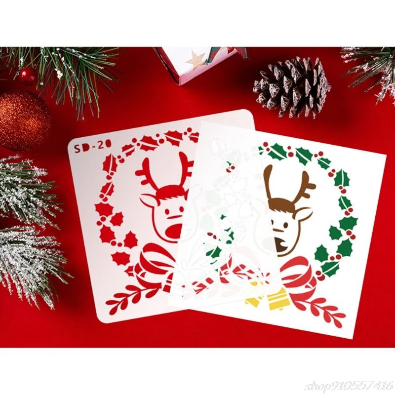 

24-Pack (6x6 Inch) Christmas Stencils Painting and Drawing Stencil Template for Wood Slice Gift Card Floor O02 20 Dropshipping