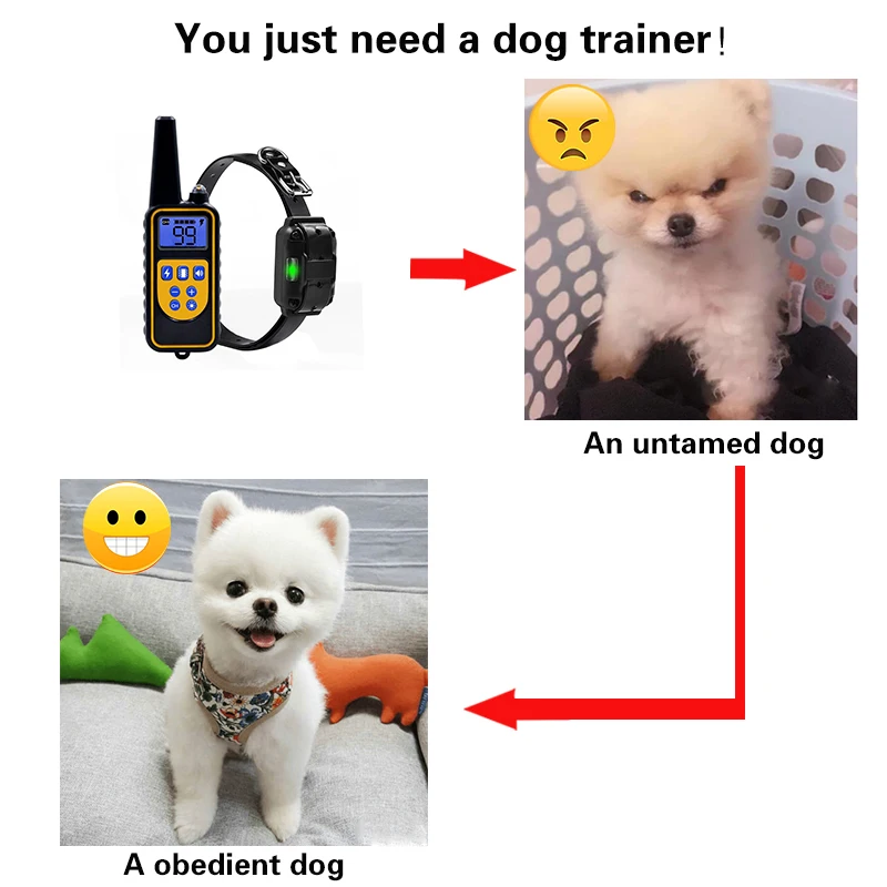 Ошейник для дрессировки собак с дистанционным управлением 800 м электронный