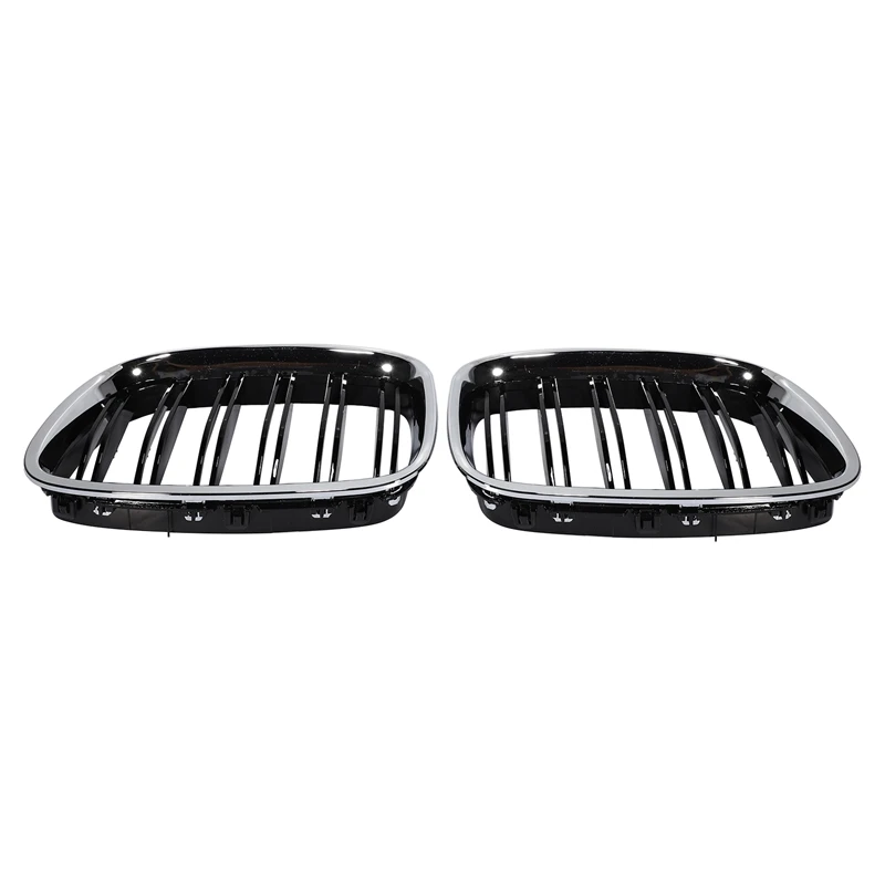 

For-BMW F07 5 Series GT 520 528 530 535 550 2010-2017 Chrome+Black Front Bumper Hood Kidney Grill Grille