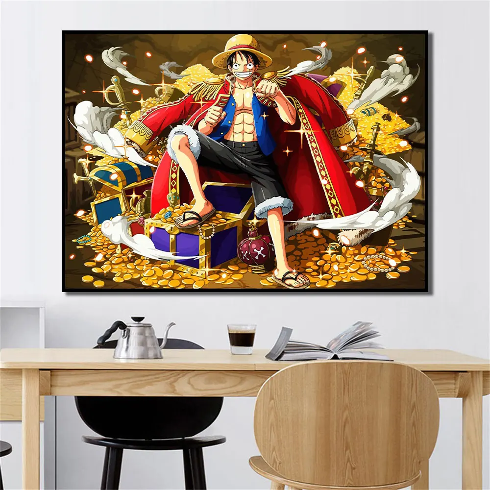 

Anima One Piece Poster Straw Hat Luffy Find Treasure One Piece Wall Art Prints Canvas Painting Picture Kids Room Home Decoration