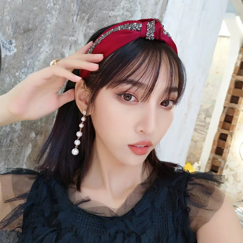 Q шик ободок Женская повязка на голову модная Топ крест узел широкая лента для