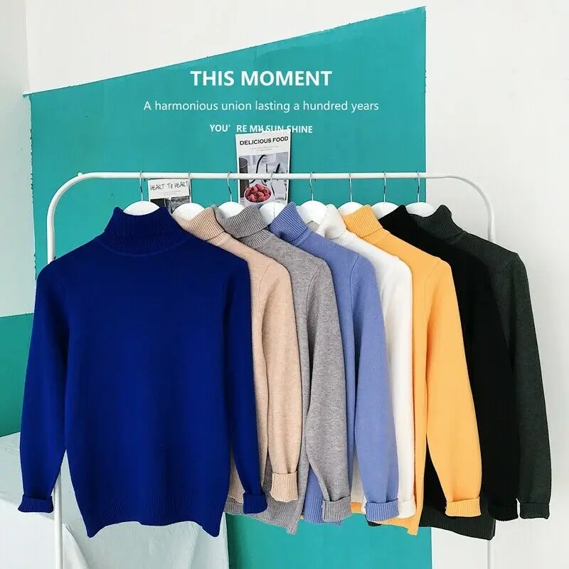 Мужской вязаный свитер с высоким воротником теплый облегающий эластичный