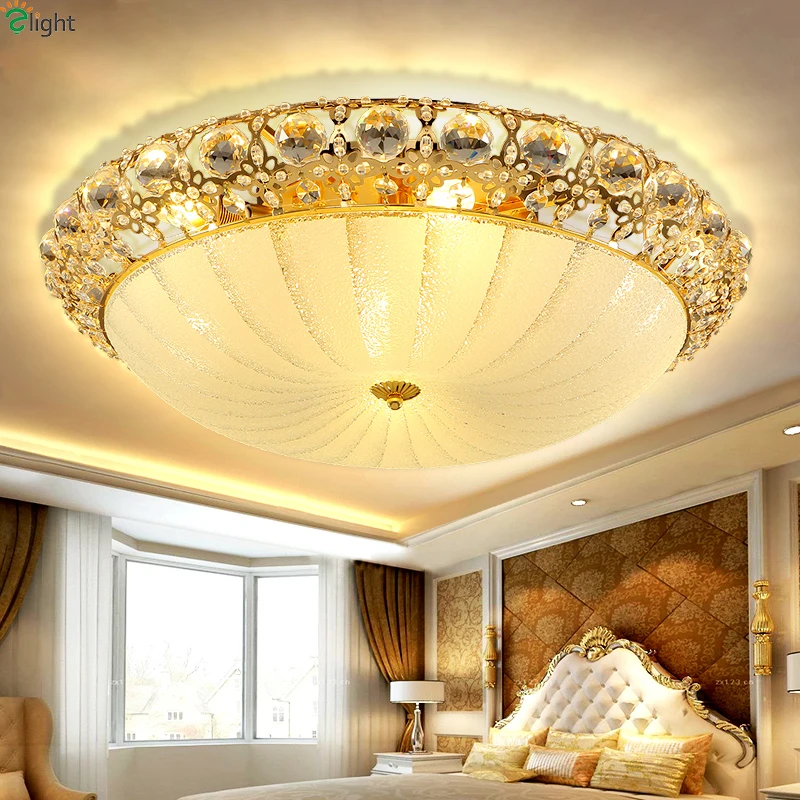 

Европейский блеск кристалл светодиодный потолочный светильник s светильник золотой металл для спальни светодиодный потолочный светильник...