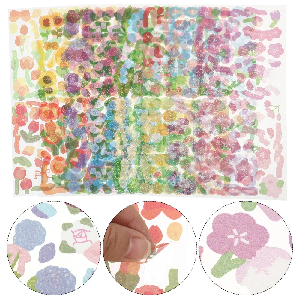 

8 Sheets Colorful Flower Stickers Self-Adhesive Stickers Scrapbooking Stickers