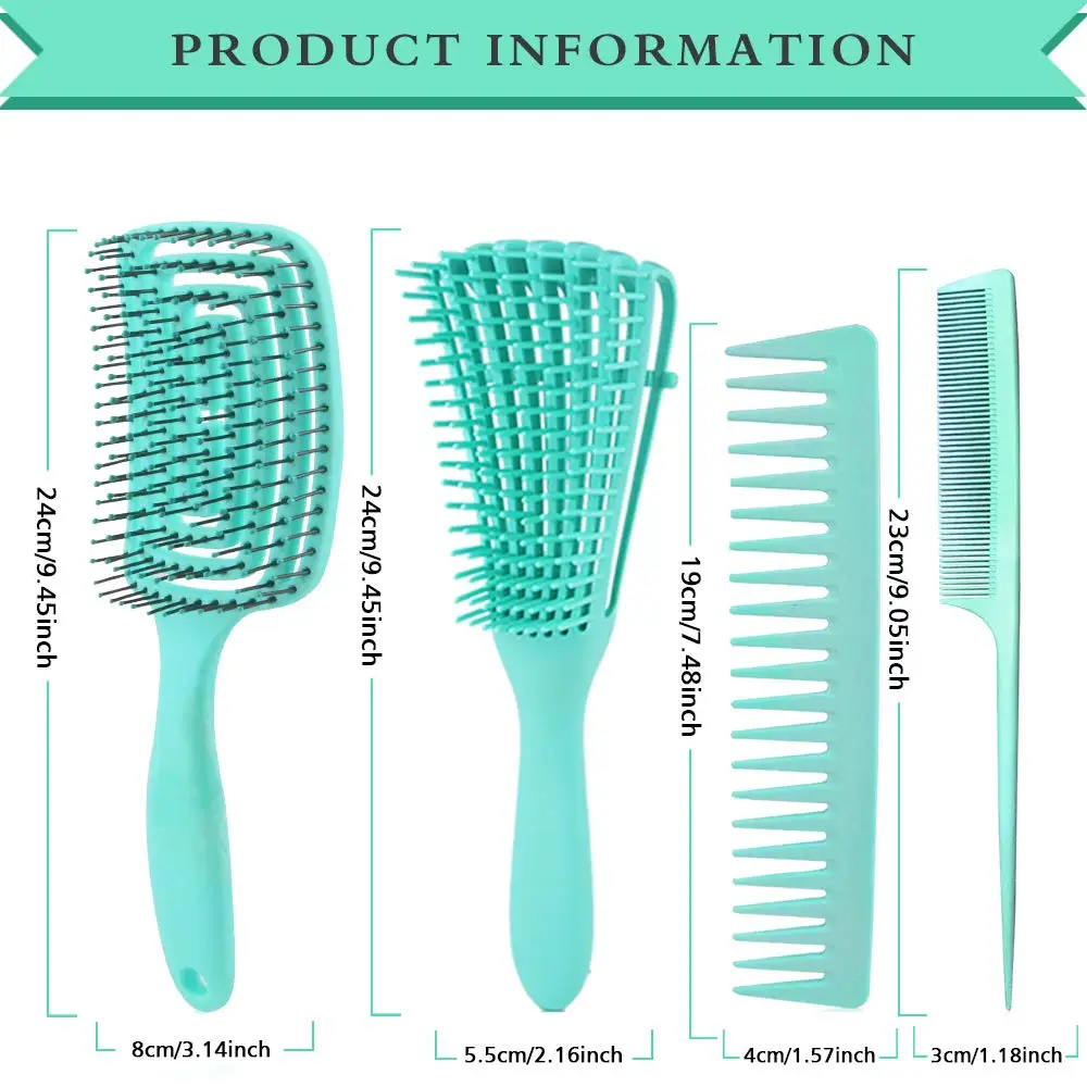 

2021 Hot New Detangling Hair Hrush Hair Comb Set Detangler Hairbrush for Curly Hair Barber Accessories Hair Care Styling Tools