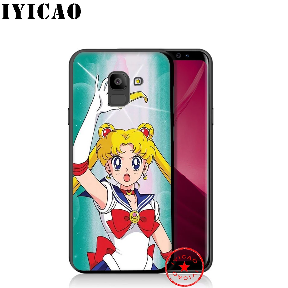 IYICAO Pink Anime Kawaii Sailor Moon Soft Phone Case for Samsung Galaxy A9 A8 A7 J6 A6 Plus 2018 A5 A3 2016 2017 Silicone Cover |