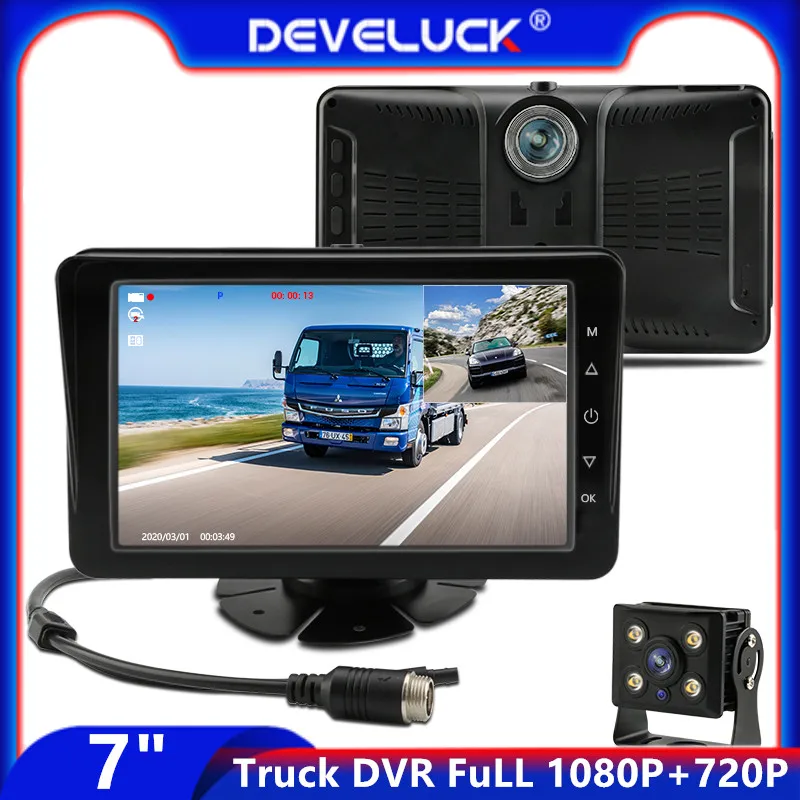 

Видеорегистратор HD 7 "для грузовиков, регистраторы 1080P AHD CCTV, 2-канальный раздельный экран, 12-24 В, Камера вождения s, замедленная съемка видео, п...