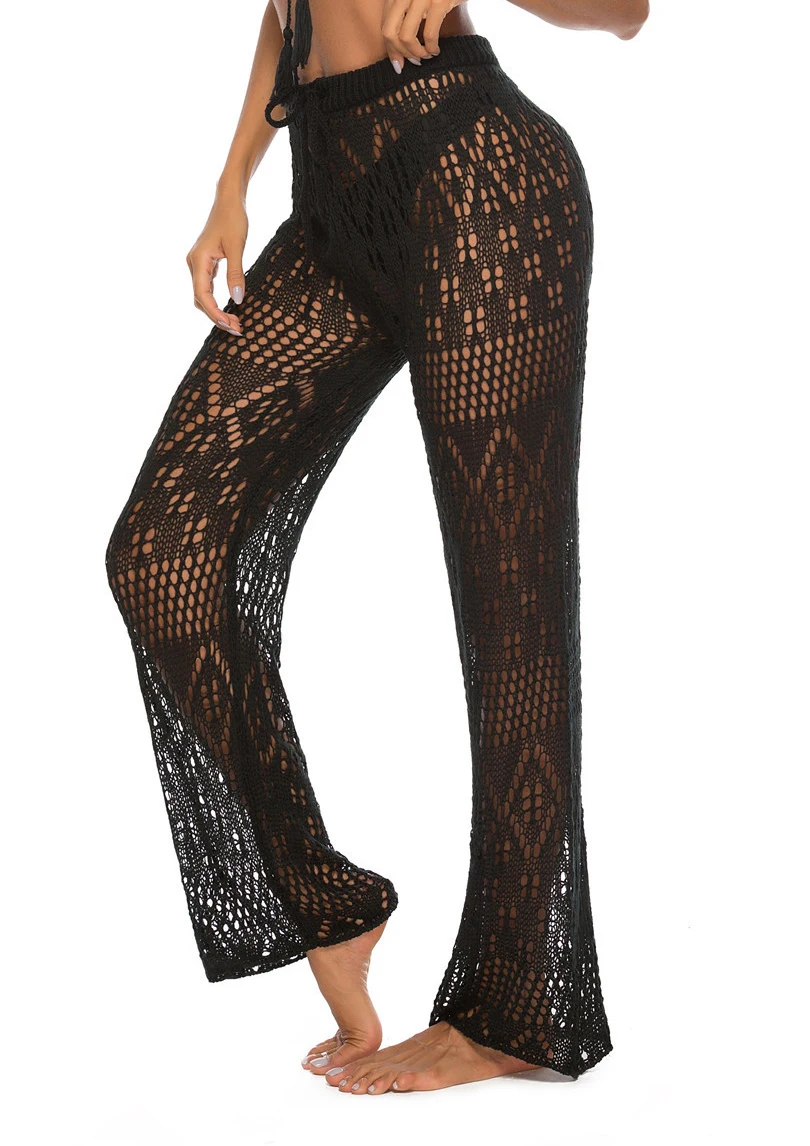 

New Womens Crochet Net Hollow Out Beach Pants Sexy Swimsuit Cover Up Pants