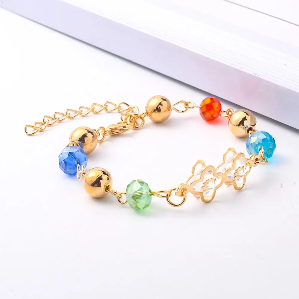 

New Link Chain Bangle Bracelet For Women Girls Alloy Handmade Beaded Crystal Flower Star Charm Bracelets Party Fashion Jewelry