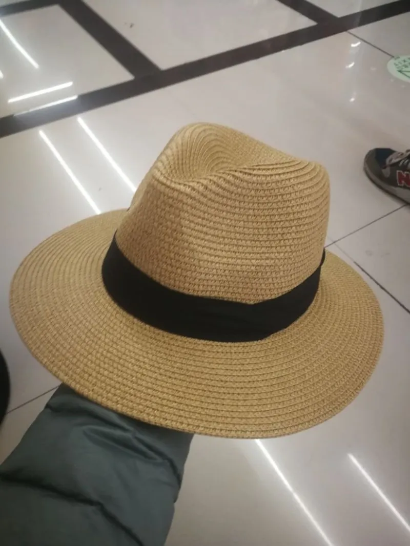 Шляпа женская Соломенная пляжная Панама с черной лентой модная лето|hat uv|sunhats