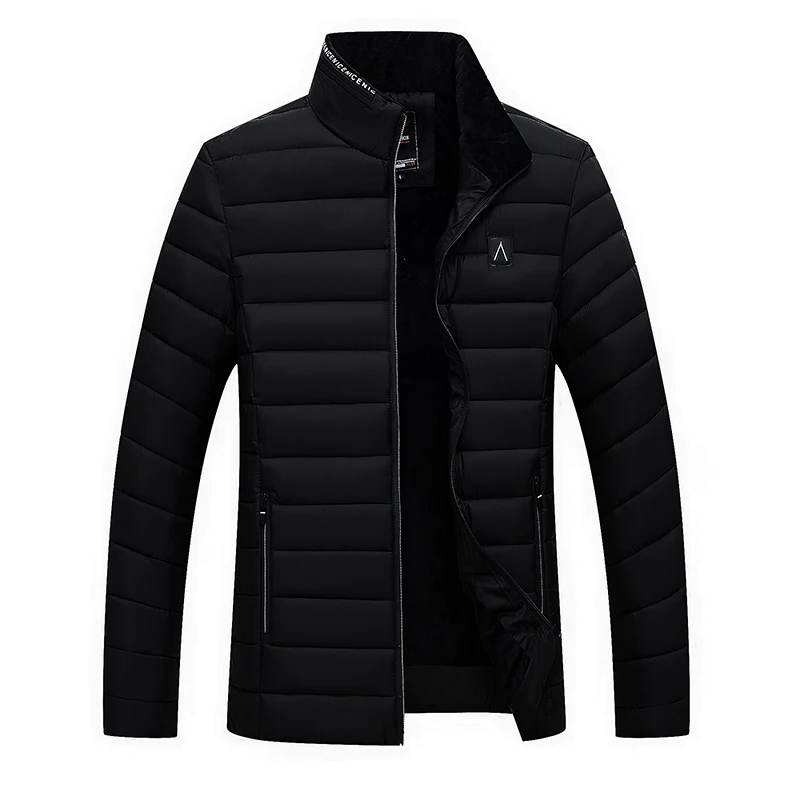 

Brand Men Parka Cotton Winter Jacket Coat Mens Warm Jackets Male Fashion Solid Color Stand Collar Zipper Coats Parkas